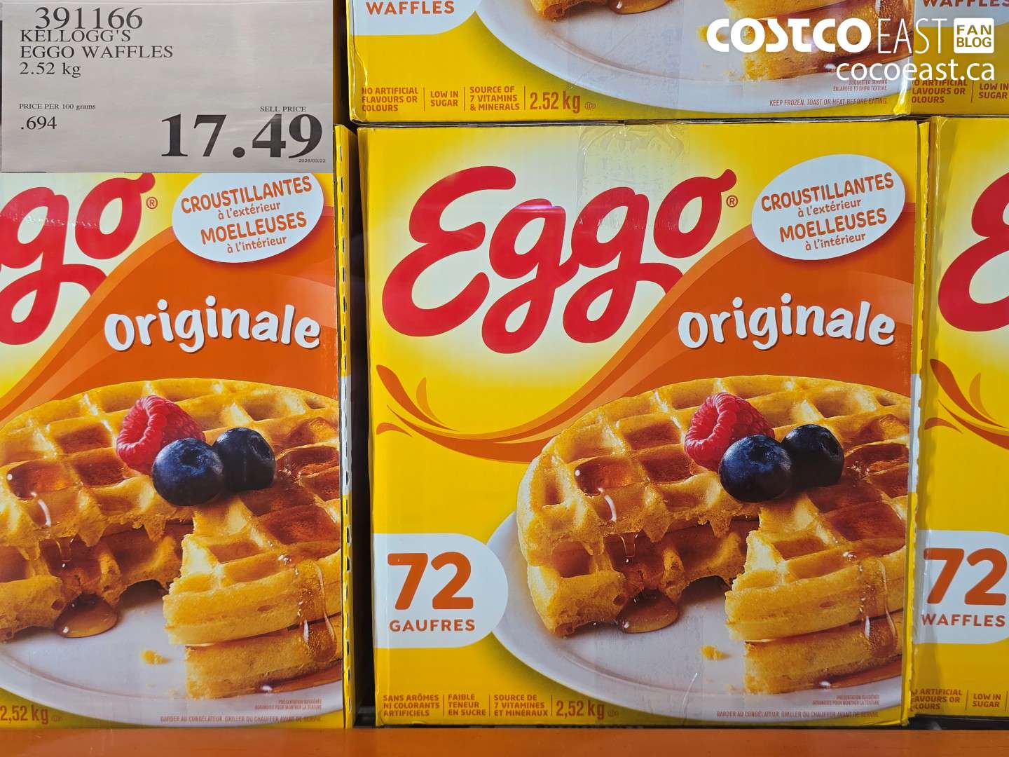 391166 KELLOGG'S EGGO WAFFLES 2.52 KG $17.49
