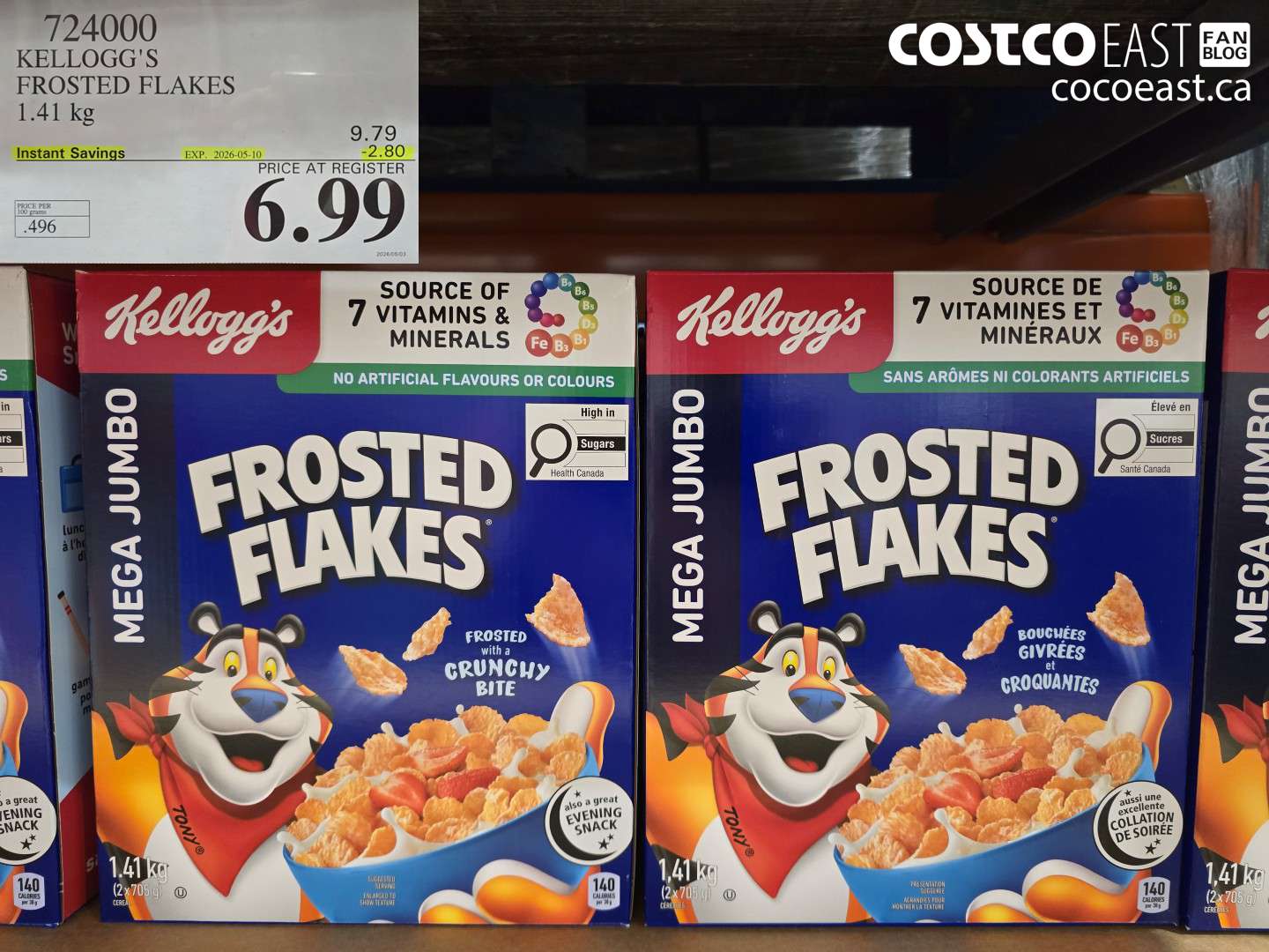 724000 KELLOGG'S FROSTED FLAKES 1.41 KG ($2.80 INSTANT SAVINGS EXPIRES ON 2026-05-10) $6.99