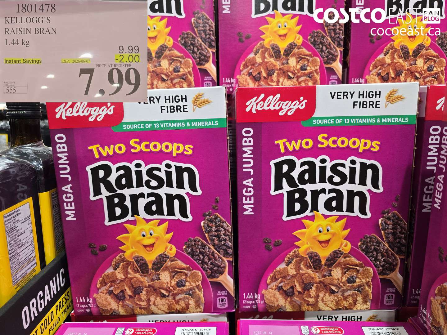 1801478 KELLOGG'S RAISIN BRAN 1.44 KG ($2.00 INSTANT SAVINGS EXPIRES ON 2026-06-07) $7.99