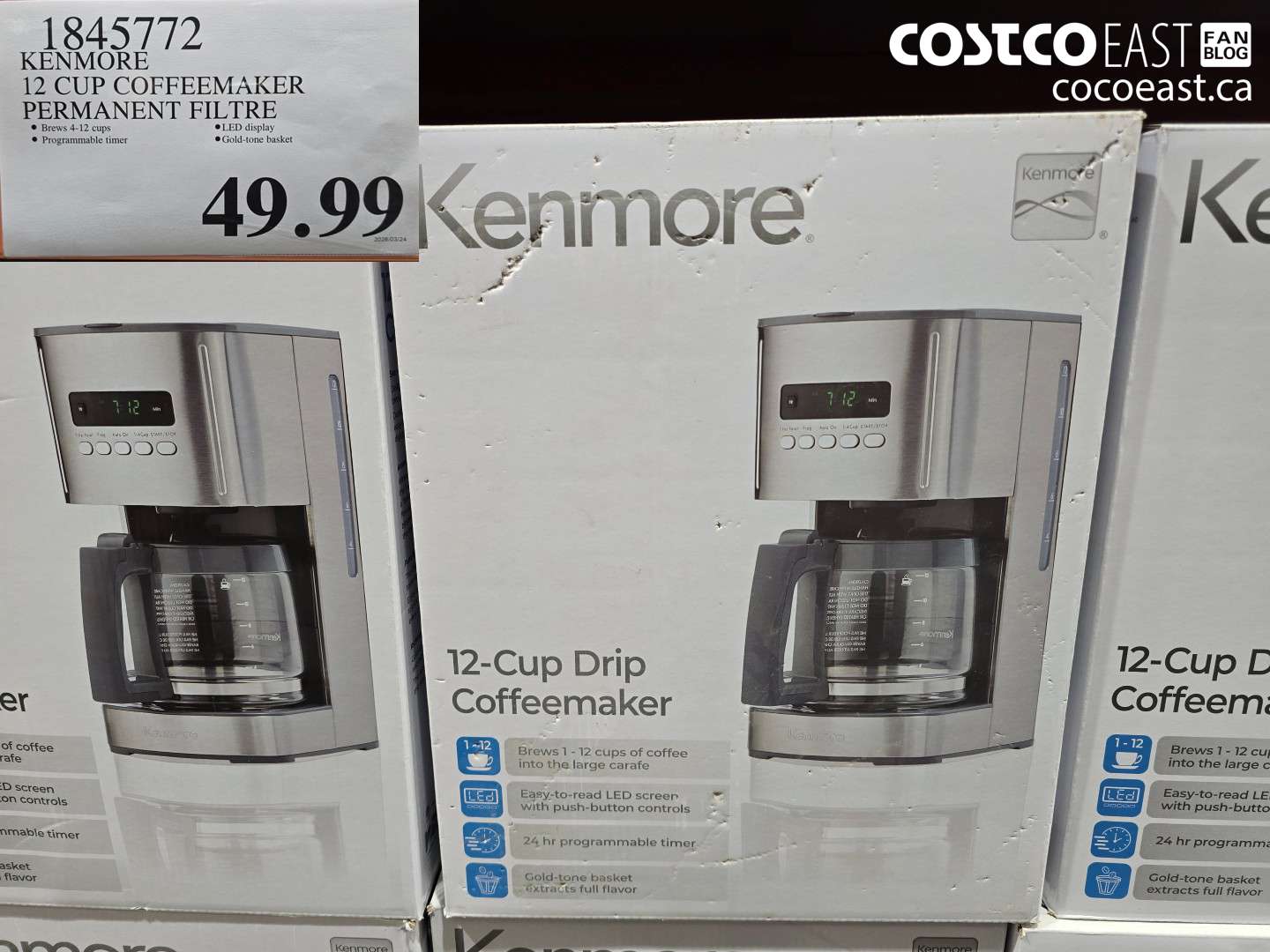 1845772 KENMORE 12 CUP COFFEEMAKER PERMANENT FILTER $49.99