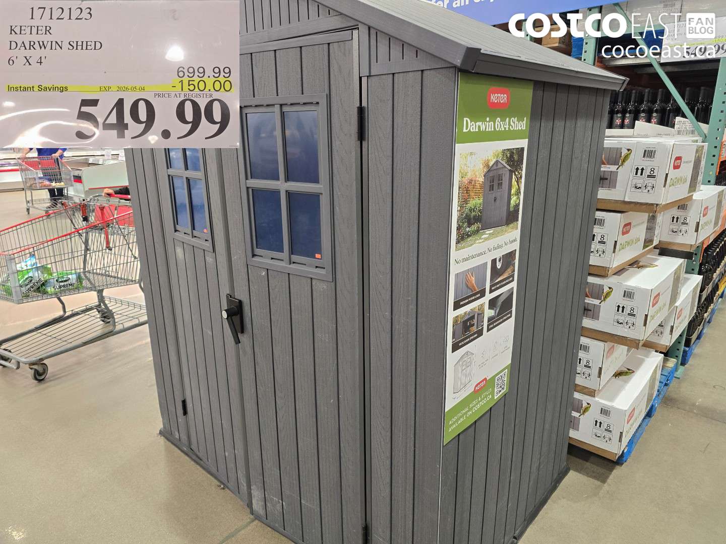 1712123 KETER DARWIN SHED 6' X 4' ($150.00 INSTANT SAVINGS EXPIRES ON 2026-05-04) $549.99