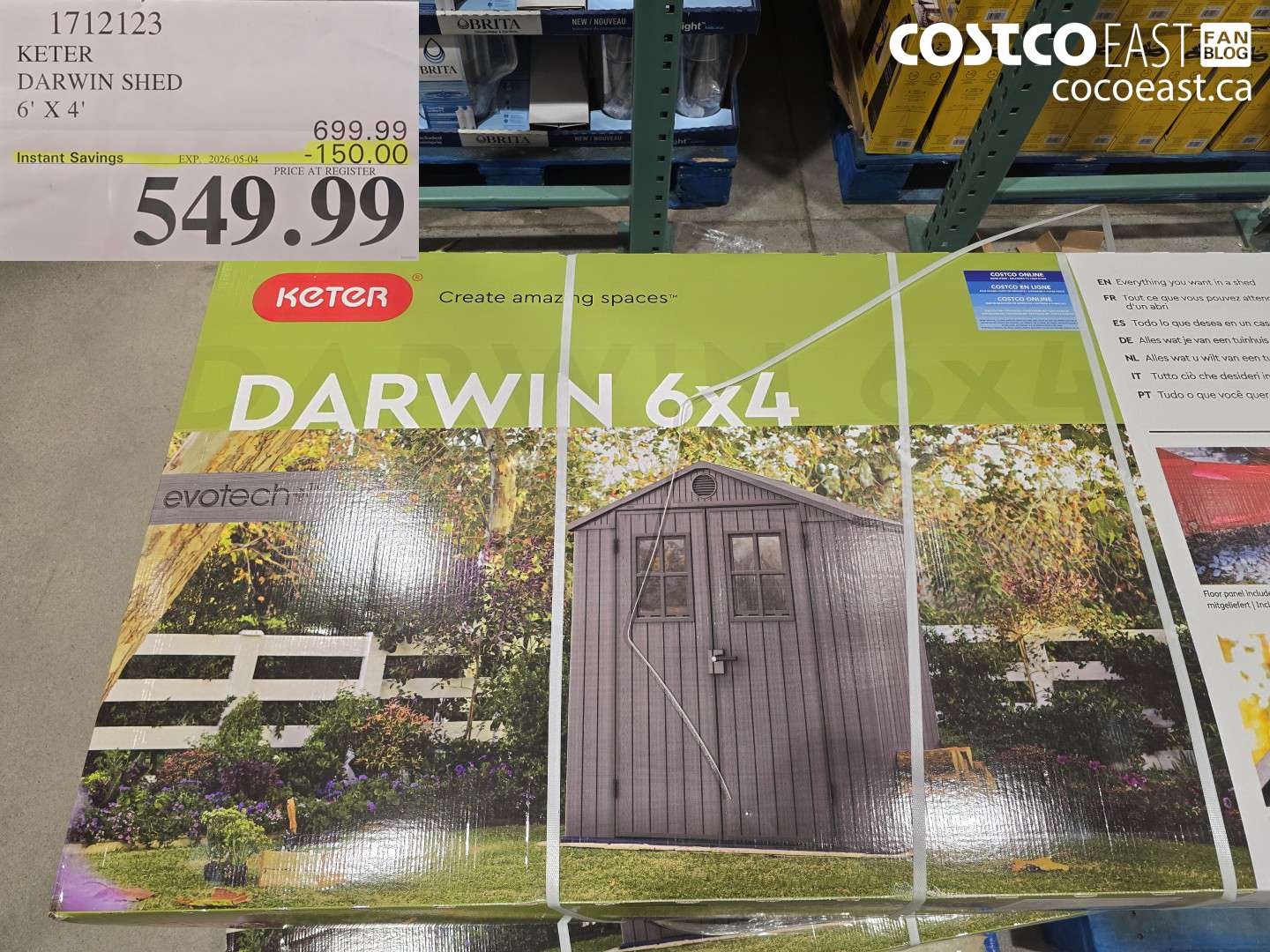 1712123 KETER DARWIN SHED 6' X 4' ($150.00 INSTANT SAVINGS EXPIRES ON 2026-05-04) $549.99