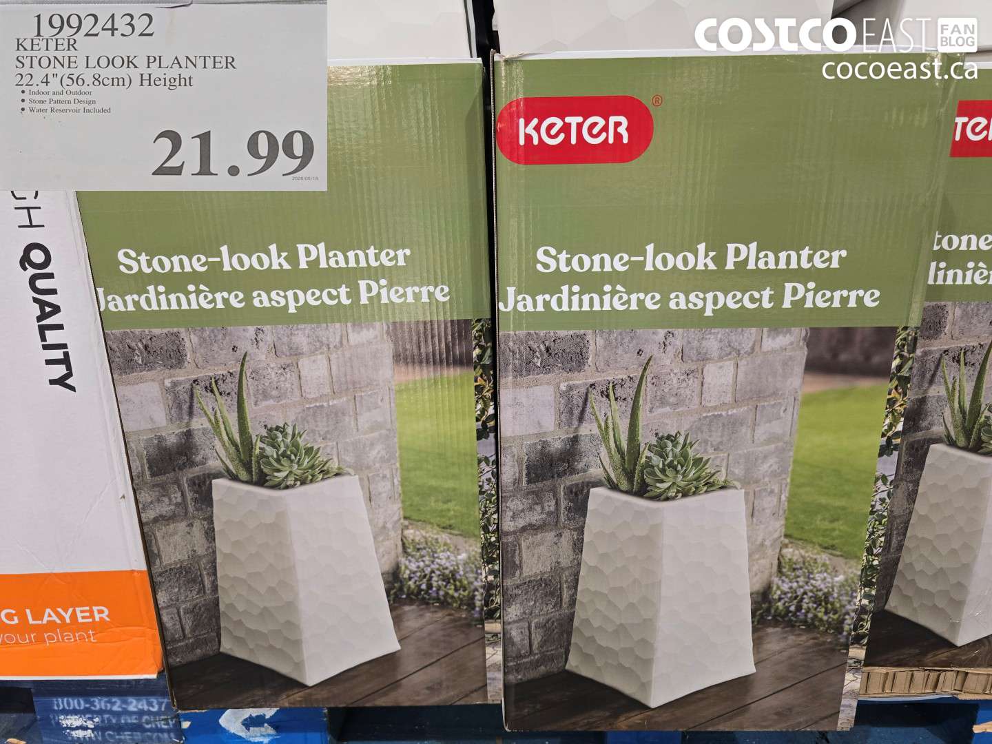 1992432 KETER STONE LOOK PLANTER 22.4