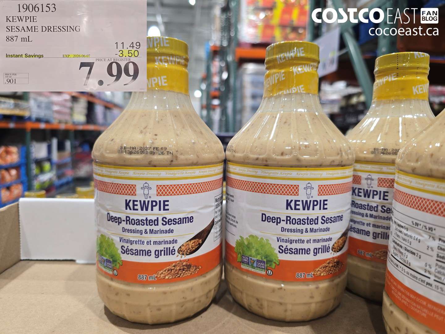 1906153 KEWPIE SESAME DRESSING 887 ML ($3.50 INSTANT SAVINGS EXPIRES ON 2026-06-07) $7.99
