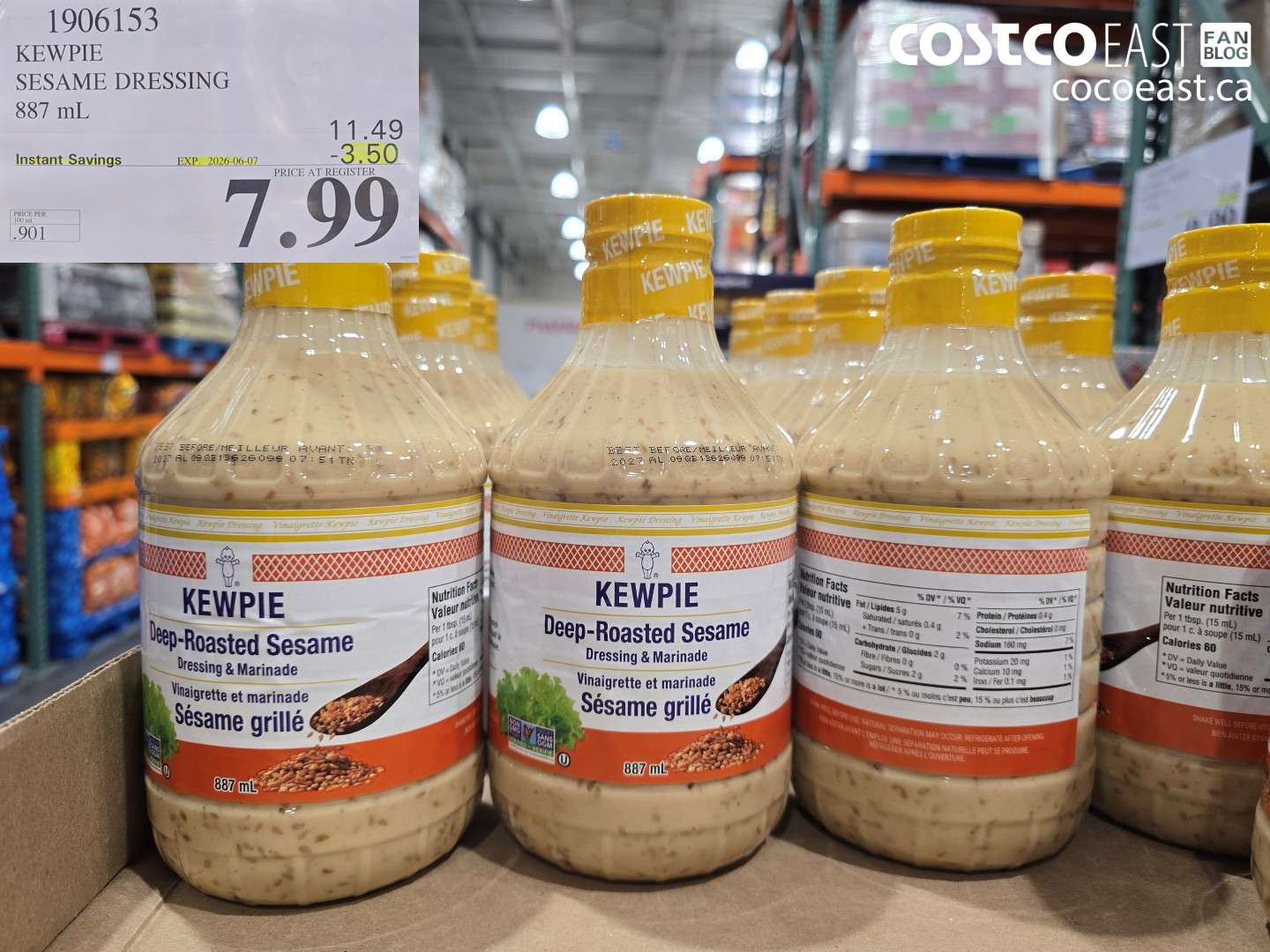 1906153 KEWPIE SESAME DRESSING 887 ML ($3.50 INSTANT SAVINGS EXPIRES ON 2026-06-07) $7.99
