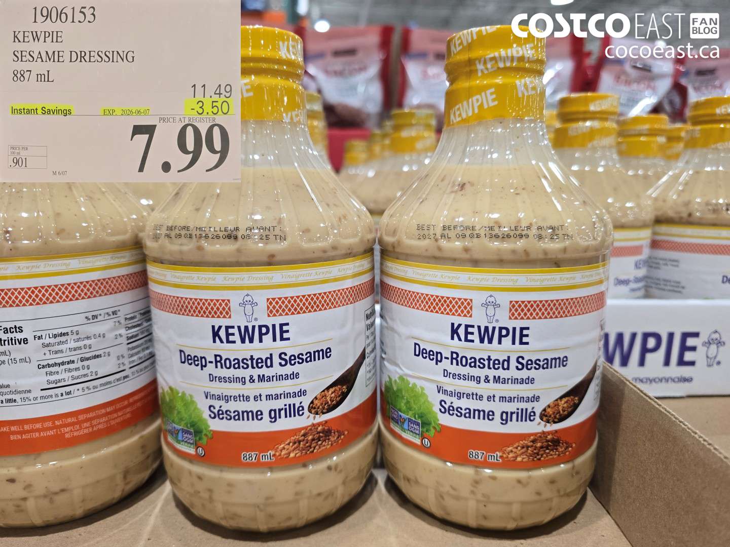 1906153 KEWPIE SESAME DRESSING 887 ML ($3.50 INSTANT SAVINGS EXPIRES ON 2026-06-07) $7.99