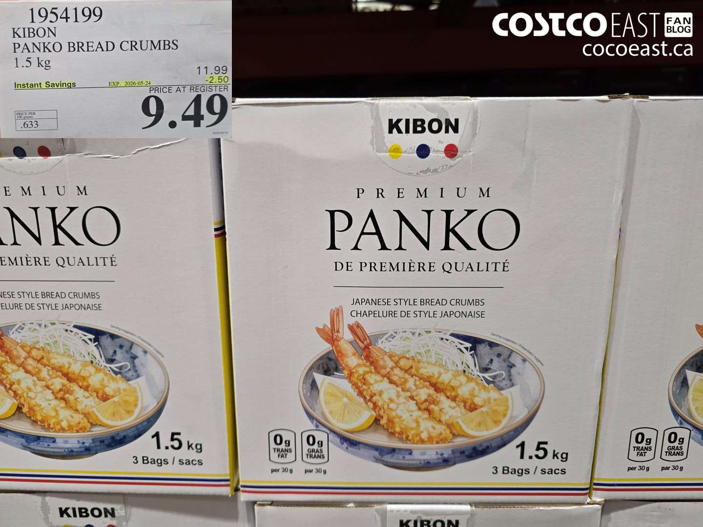 1954199 KIBON PANKO BREAD CRUMBS 1.5 KG ($2.50 INSTANT SAVINGS EXPIRES ON 2026-05-24) $9.49