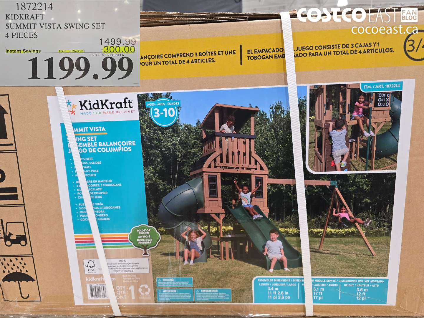 1872214 KIDKRAFT SUMMIT VISTA SWING SET 4 PIECES ($300.00 INSTANT SAVINGS EXPIRES ON 2026-05-31) $1199.99