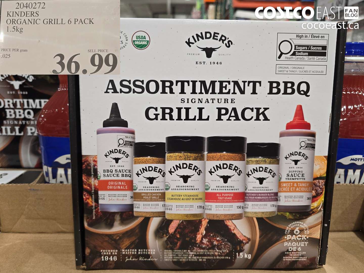 2040272 KINDERS ORGANIC GRILL 6 PACK 1.5KG $36.99