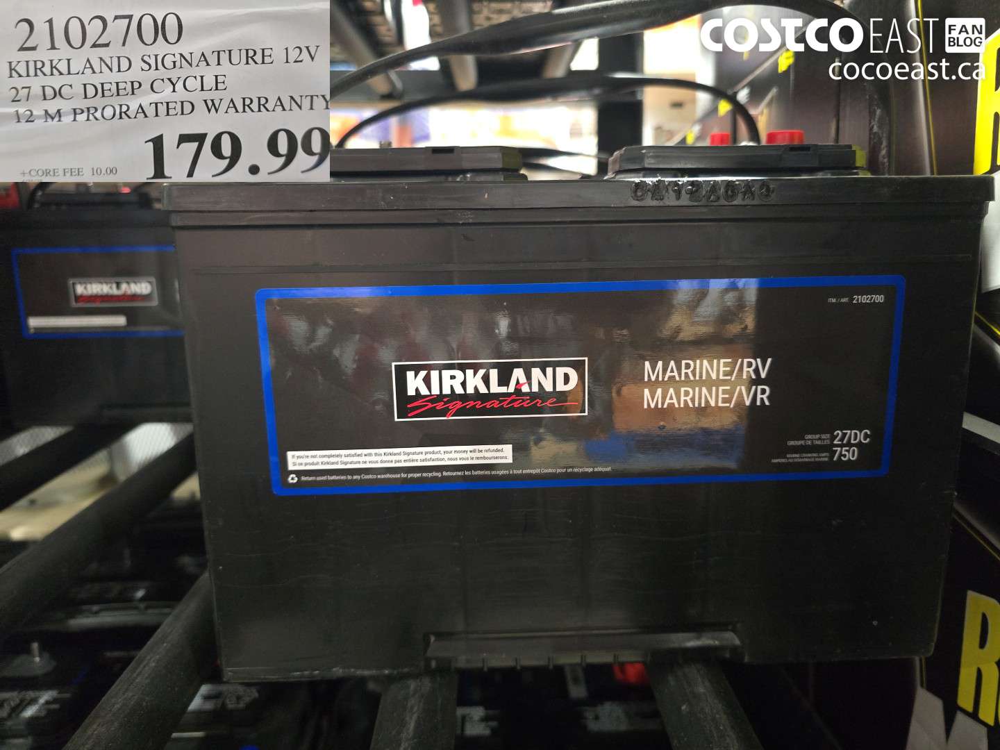 2102700 KIRKLAND SIGNATURE 12V 27 DC DEEP CYCLE 12 M PRORATED WARRANTY $179.99