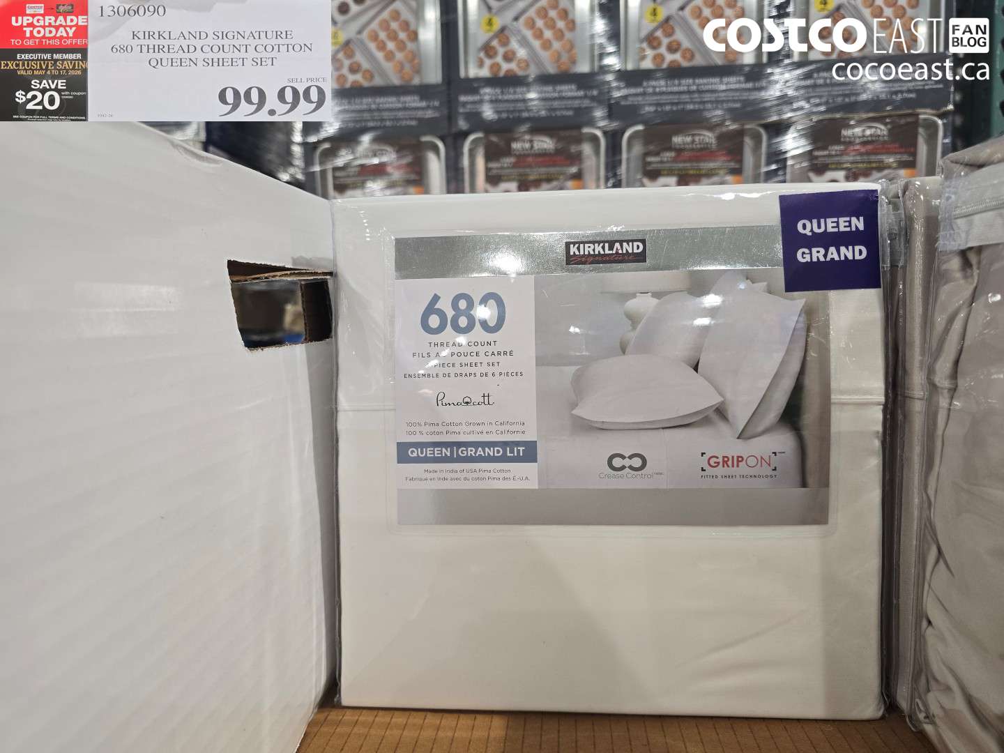 1306090 KIRKLAND SIGNATURE 680 THREAD COUNT COTTON QUEEN SHEET SET ($20.00 INSTANT SAVINGS EXPIRES ON 2026-05-17) $79.99