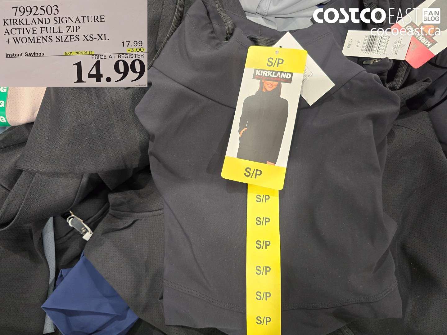 7992503 KIRKLAND SIGNATURE ACTIVE FULL ZIP WOMENS SIZES XS-XL ($3.00 INSTANT SAVINGS EXPIRES ON 2026-05-17) $14.99