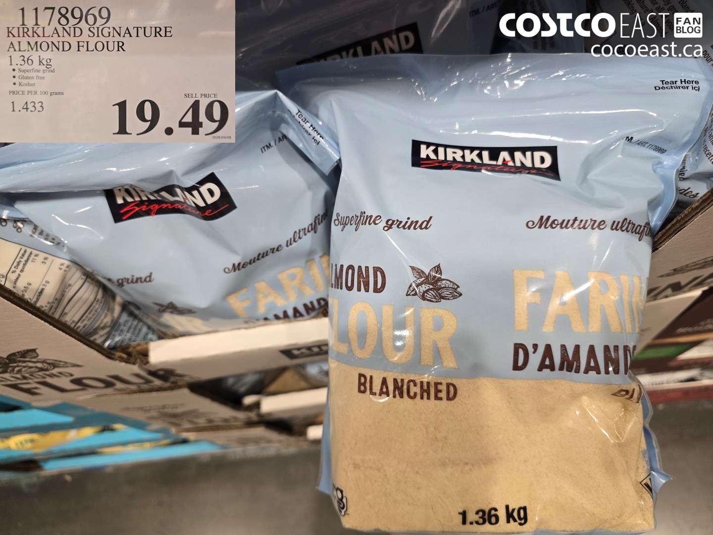 1178969 KIRKLAND SIGNATURE ALMOND FLOUR 1.36 KG $19.49