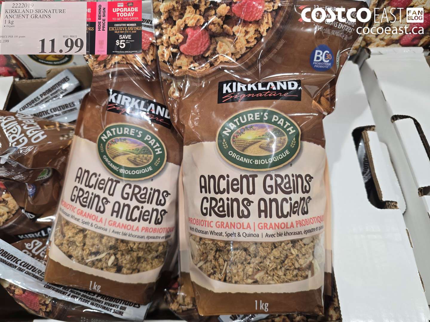2222019 KIRKLAND SIGNATURE ANCIENT GRAINS 1 KG ($5.00 INSTANT SAVINGS EXPIRES ON 2026-05-17) $6.99