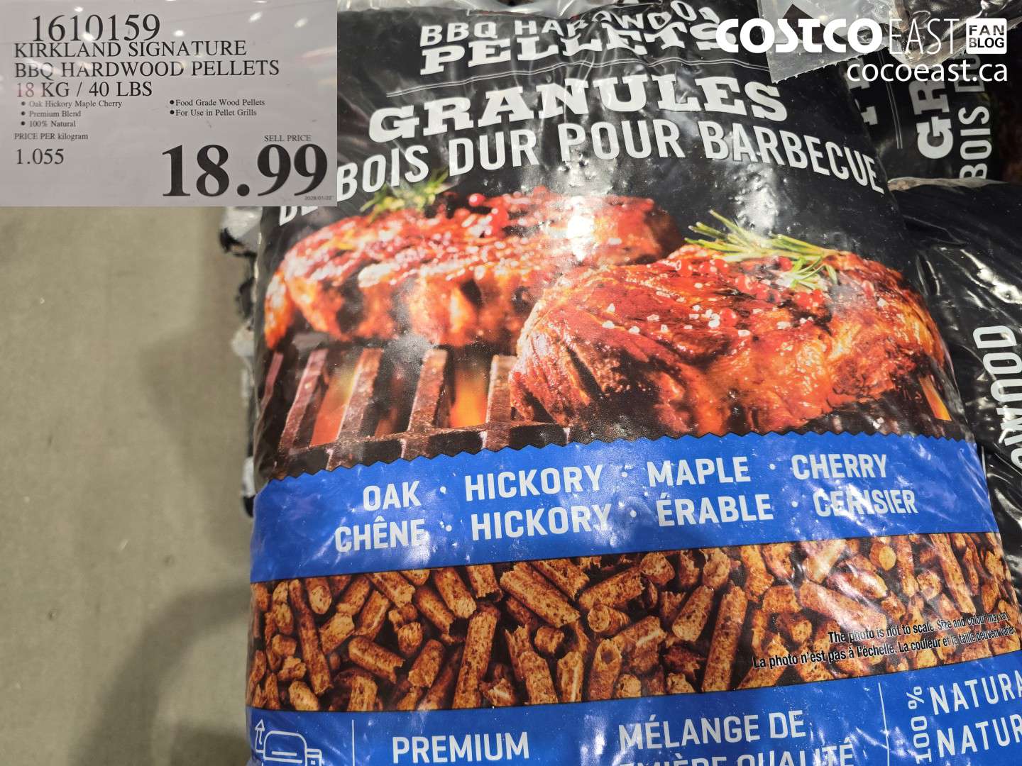 1610159 KIRKLAND SIGNATURE BBQ HARDWOOD PELLETS 18 KG / 40 LBS $18.99