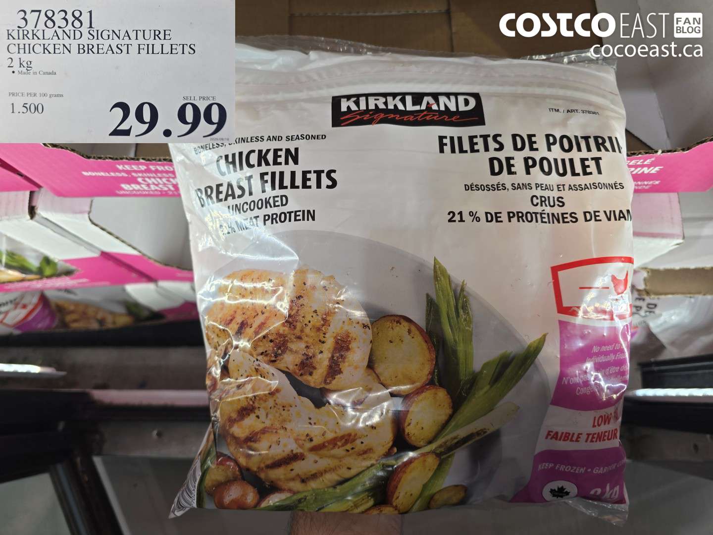 378381 KIRKLAND SIGNATURE CHICKEN BREAST FILLETS 2 KG $29.99