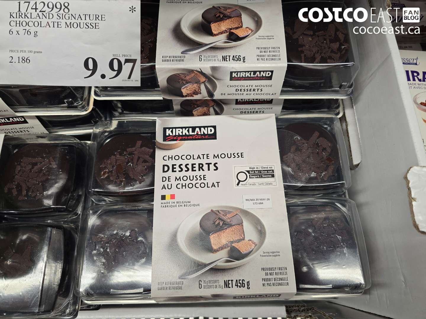1742998 KIRKLAND SIGNATURE CHOCOLATE MOUSSE 6 X 76 G $9.97