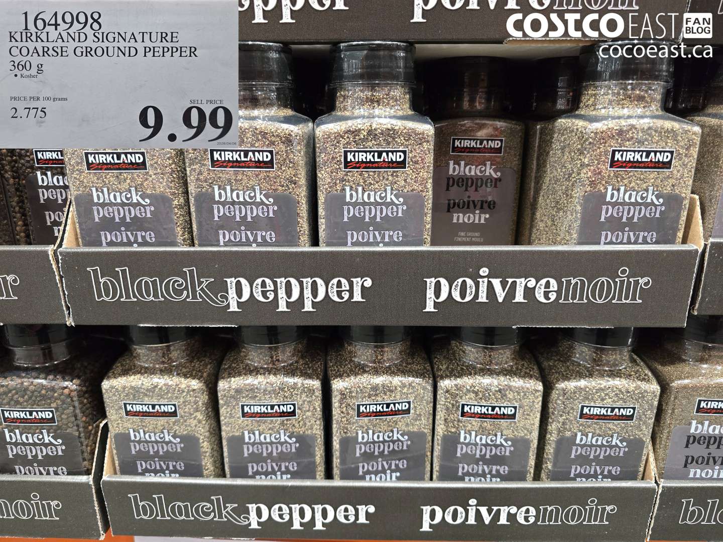 164998 KIRKLAND SIGNATURE COARSE GROUND PEPPER 360 G $9.99