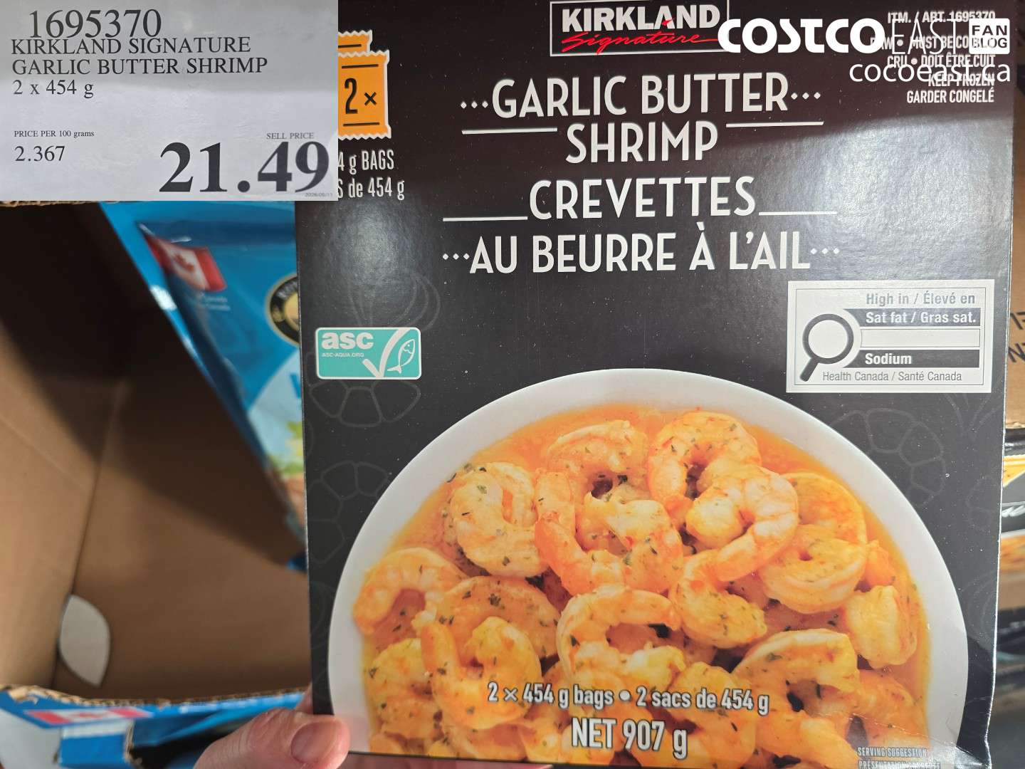 1695370 KIRKLAND SIGNATURE GARLIC BUTTER SHRIMP 2 X 454 G $21.49