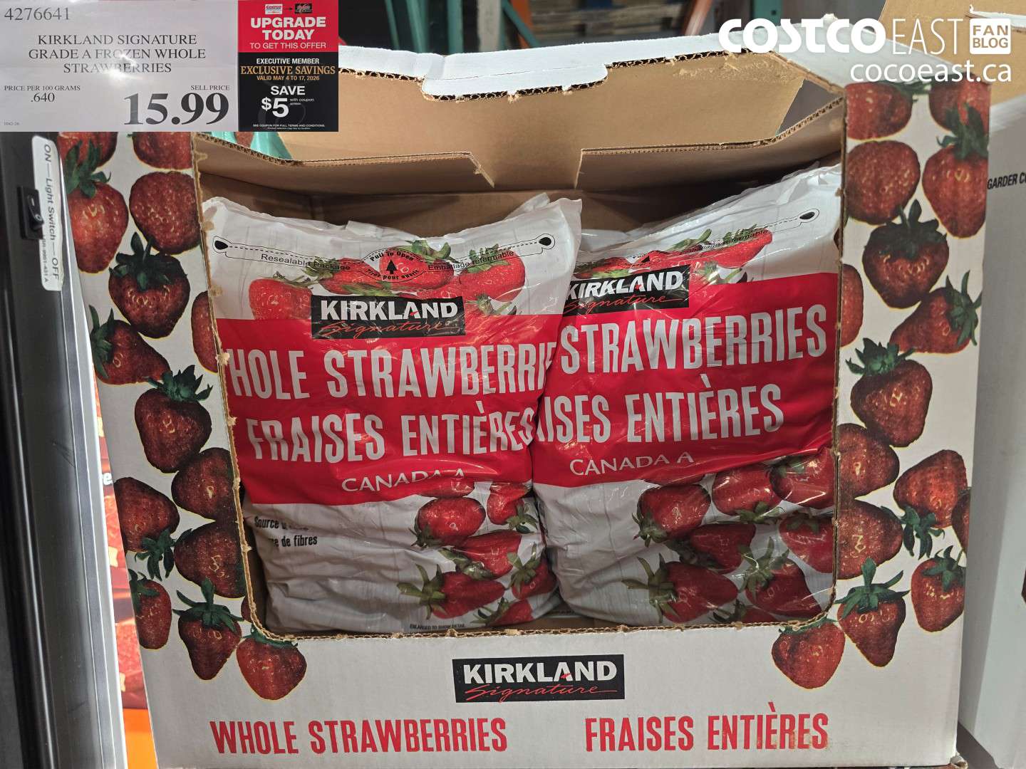 4276641 KIRKLAND SIGNATURE GRADE A FROZEN WHOLE STRAWBERRIES ($5.00 INSTANT SAVINGS EXPIRES ON 2026-05-17) $15.99