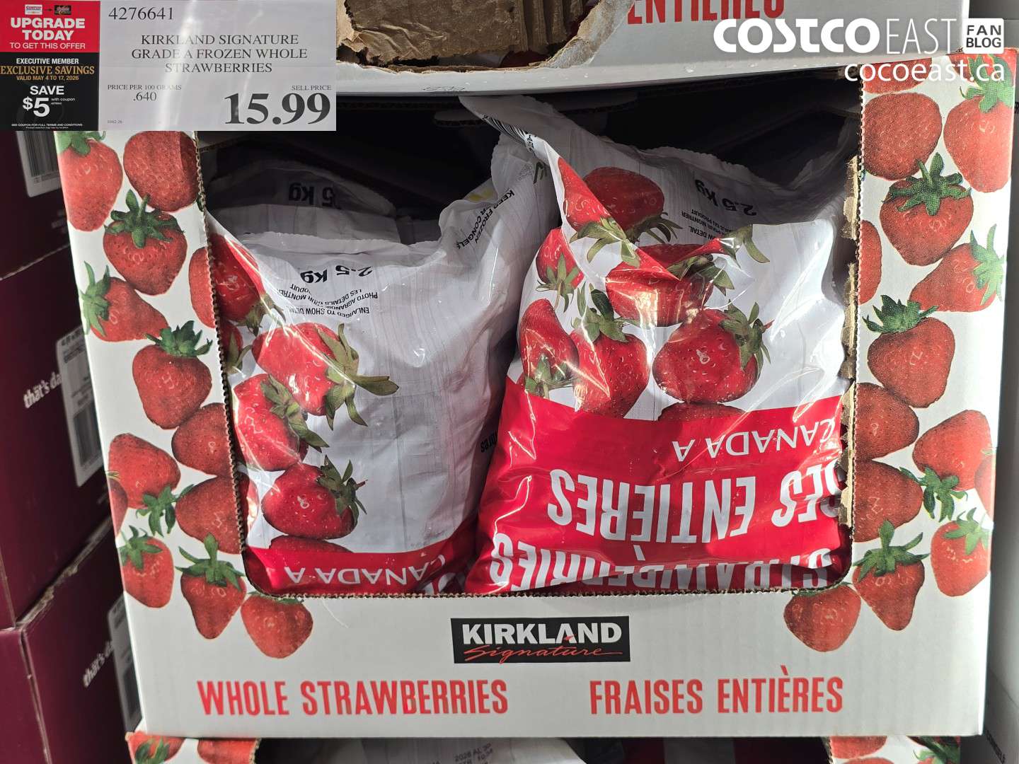 4276641 KIRKLAND SIGNATURE GRADE A FROZEN WHOLE STRAWBERRIES ($5.00 INSTANT SAVINGS EXPIRES ON 2026-05-17) $11.99