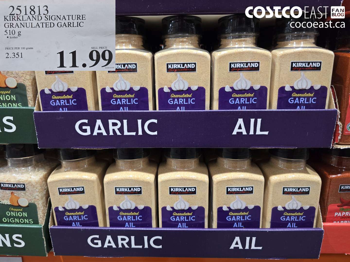 251813 KIRKLAND SIGNATURE GRANULATED GARLIC 510 G $11.99