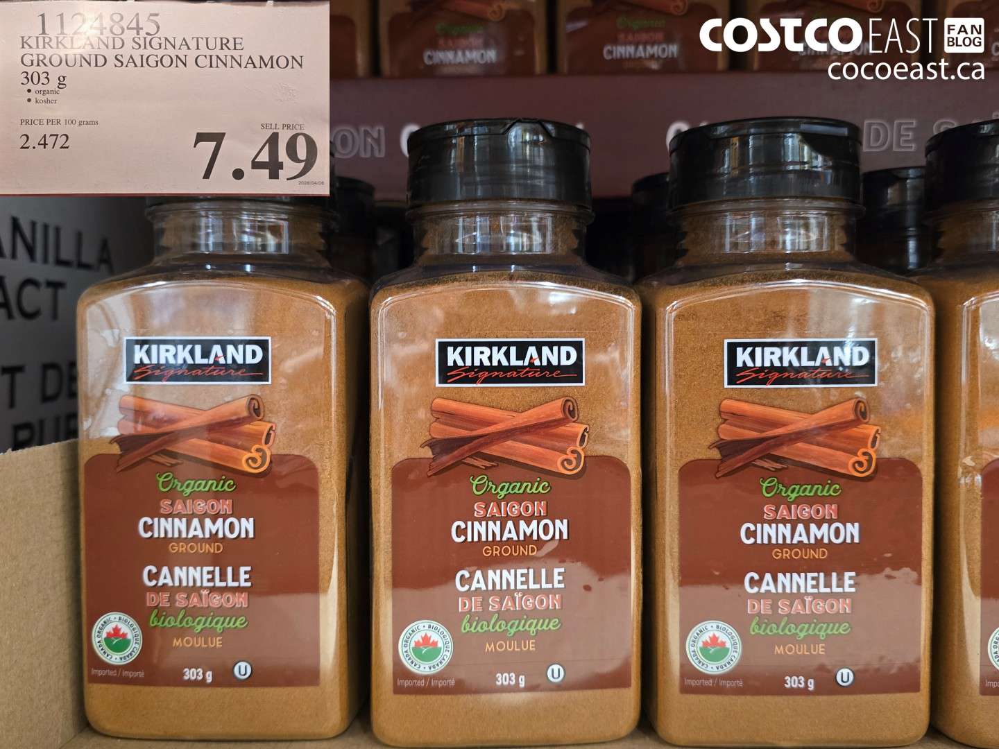 1124845 KIRKLAND SIGNATURE GROUND SAIGON CINNAMON 303 G $7.49