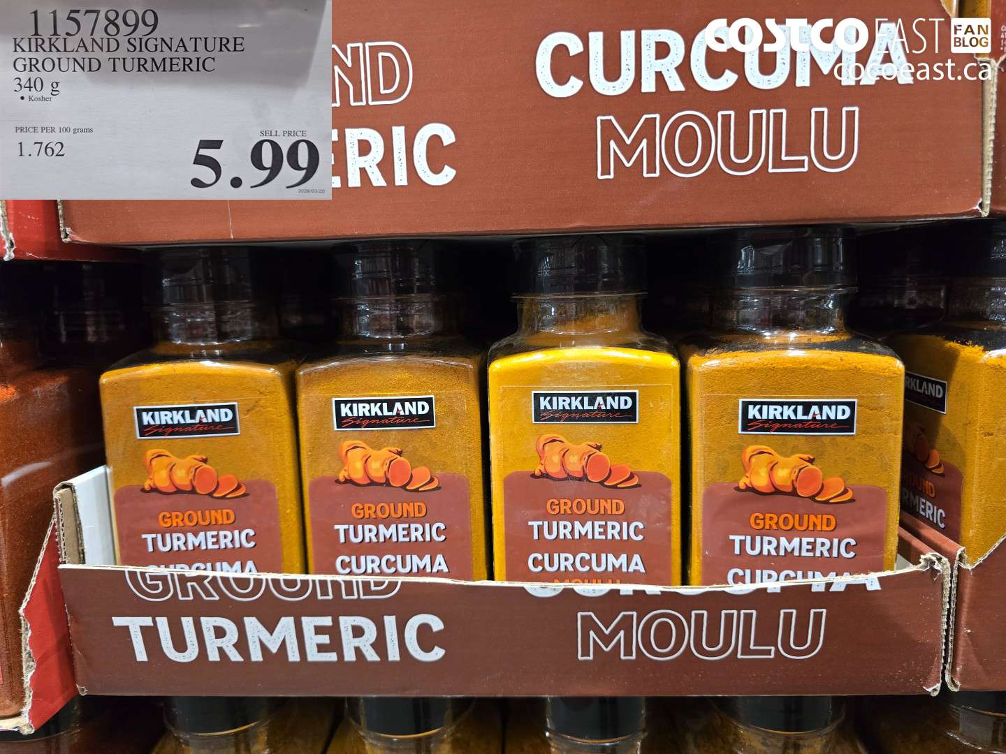 1157899 KIRKLAND SIGNATURE GROUND TURMERIC 340 G $5.99