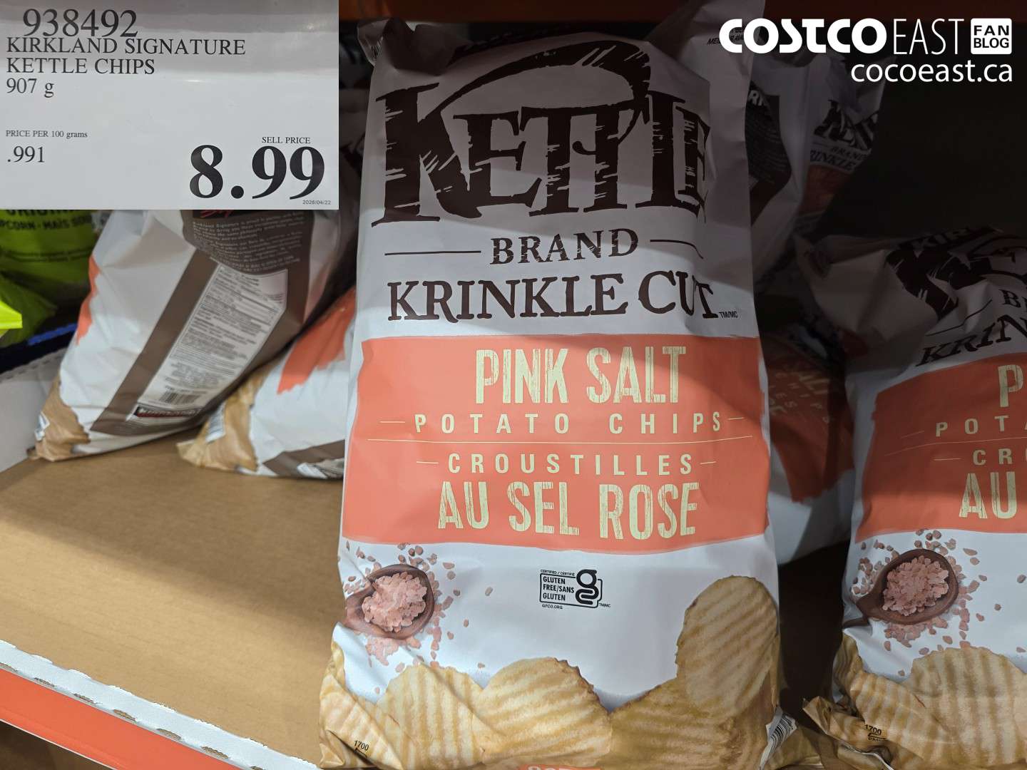 938492 KIRKLAND SIGNATURE KETTLE CHIPS 907 G $8.99
