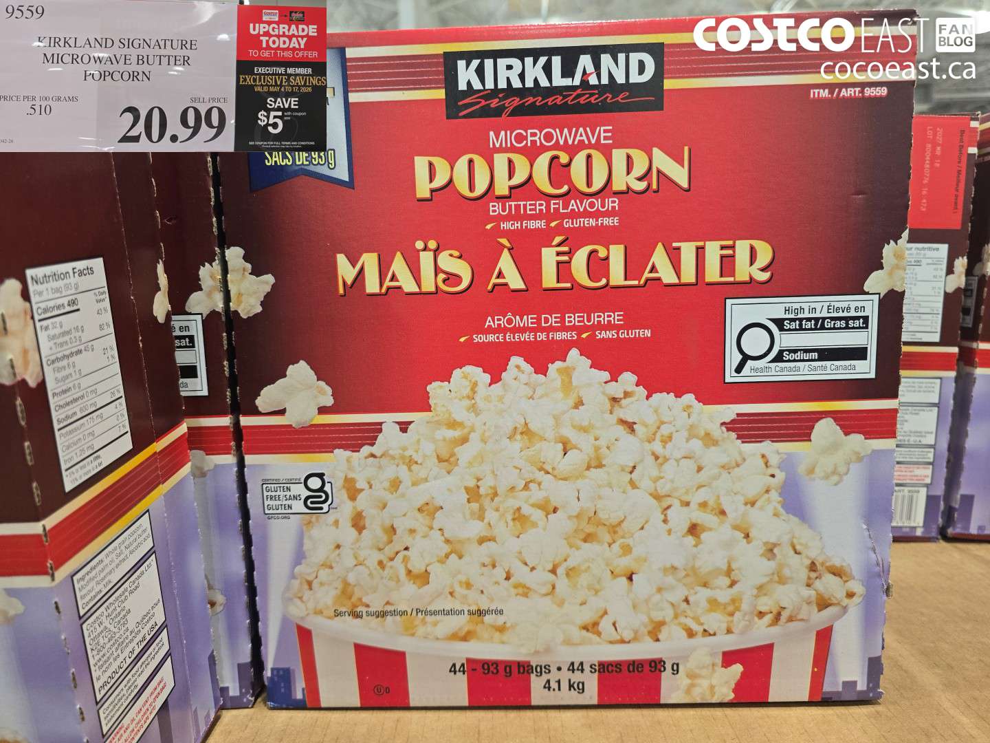 9559 KIRKLAND SIGNATURE MICROWAVE BUTTER POPCORN ($5.00 INSTANT SAVINGS EXPIRES ON 2026-05-17) $20.99