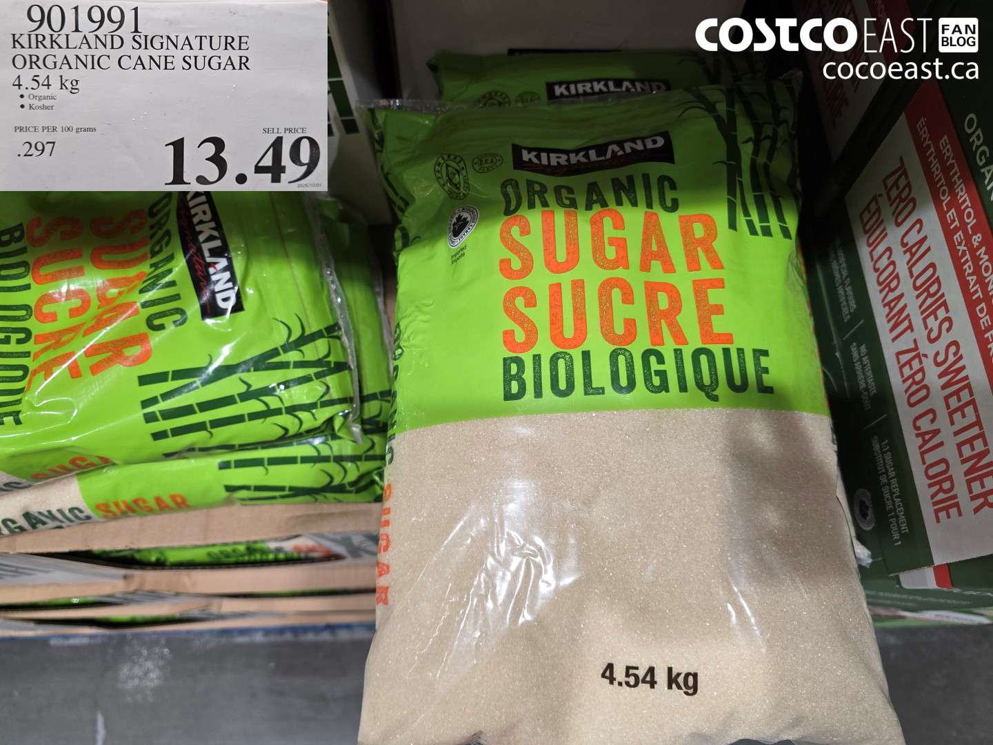 901991 KIRKLAND SIGNATURE ORGANIC CANE SUGAR 4.54 KG $13.49