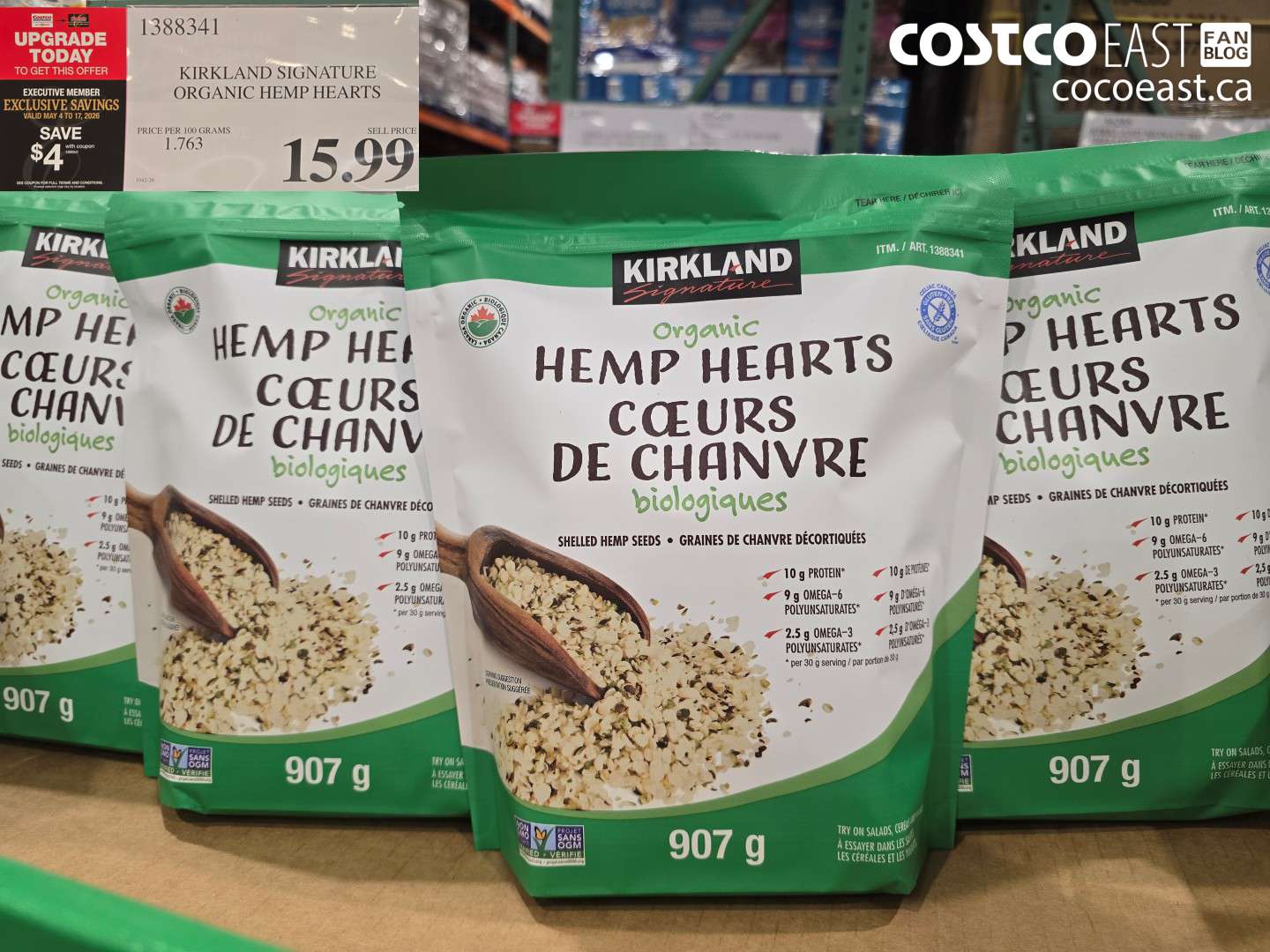 1388341 KIRKLAND SIGNATURE ORGANIC HEMP HEARTS ($4.00 INSTANT SAVINGS EXPIRES ON 2026-05-17) $11.99
