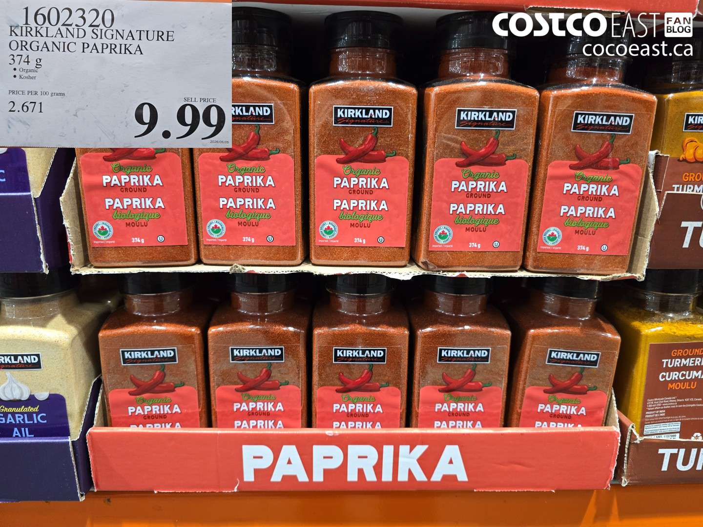 1602320 KIRKLAND SIGNATURE ORGANIC PAPRIKA 374 G $9.99