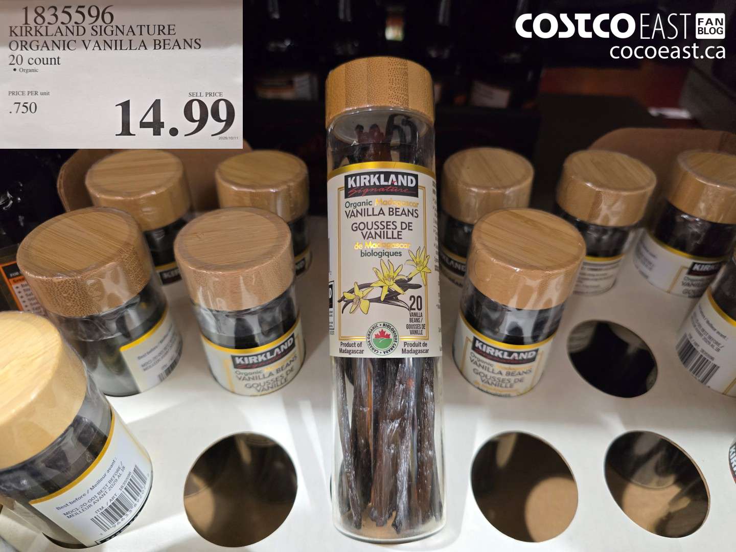 1835596 KIRKLAND SIGNATURE ORGANIC VANILLA BEANS 20 COUNT $14.99