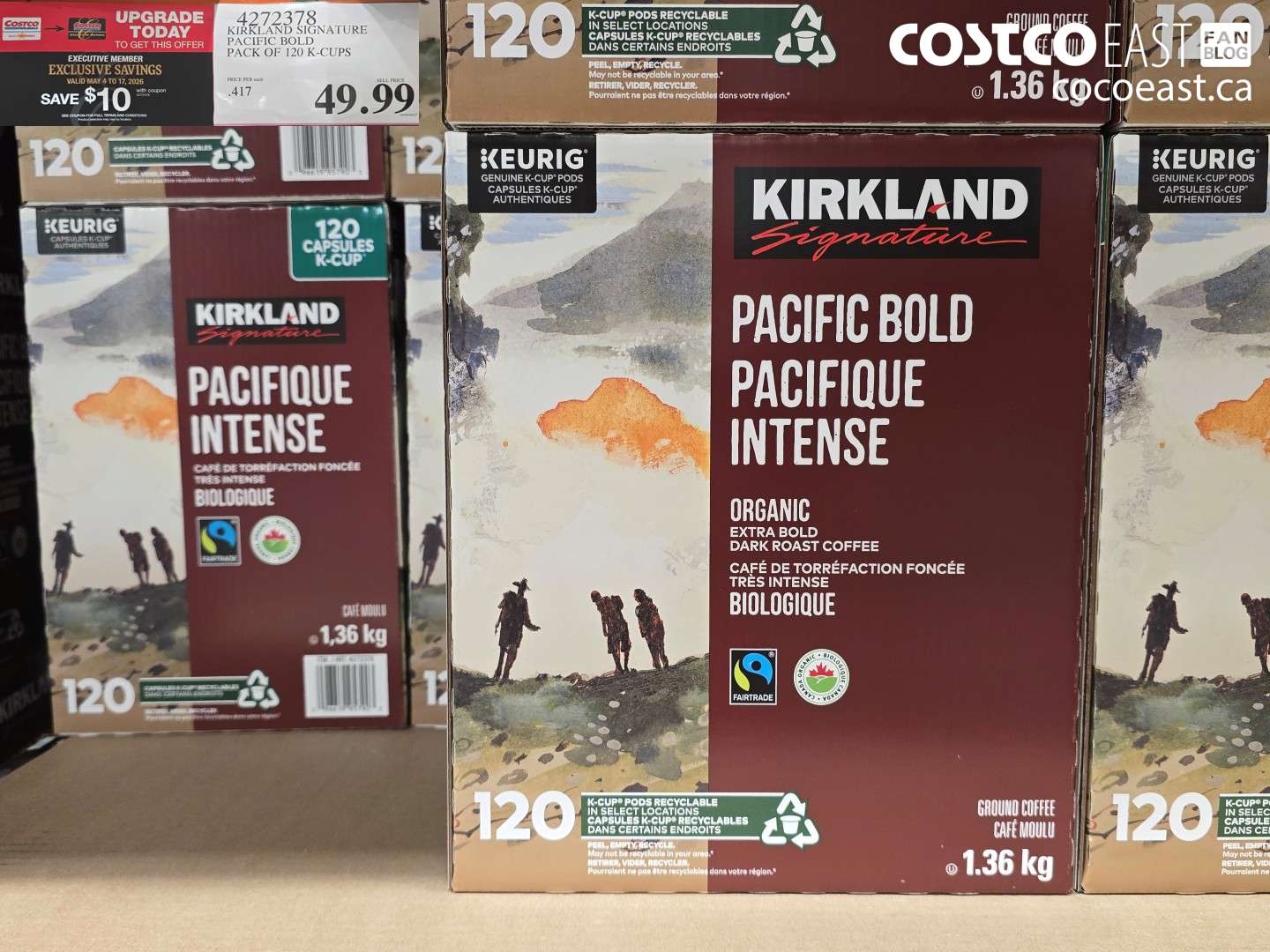 4272378 KIRKLAND SIGNATURE PACIFIC BOLD PACK OF 120 K-CUPS ($10.00 INSTANT SAVINGS EXPIRES ON 2026-05-17) $39.99
