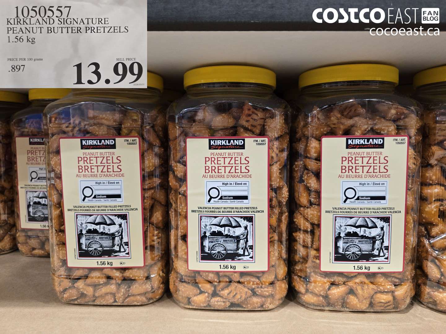 1050557 KIRKLAND SIGNATURE PEANUT BUTTER PRETZELS 1.56 KG $13.99