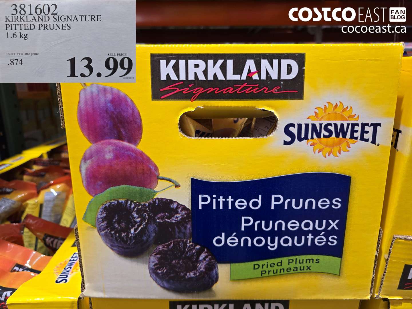 381602 KIRKLAND SIGNATURE PITTED PRUNES 1.6 KG $13.99