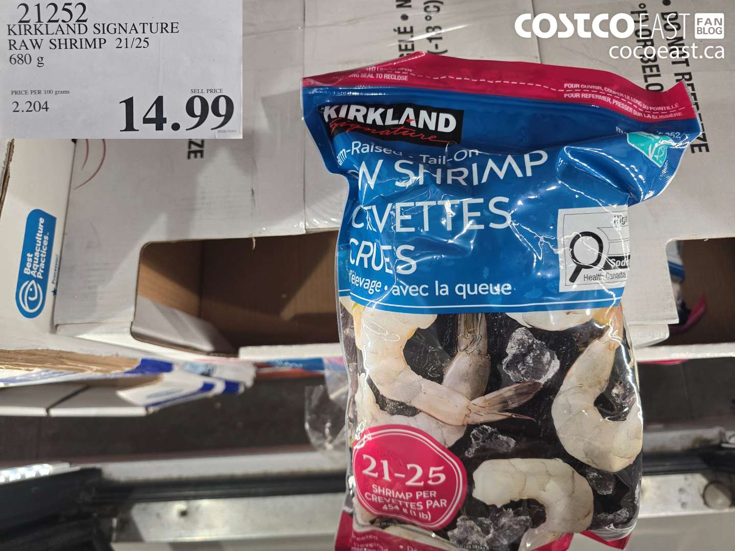 21252 KIRKLAND SIGNATURE RAW SHRIMP 21/25 680 G $14.99