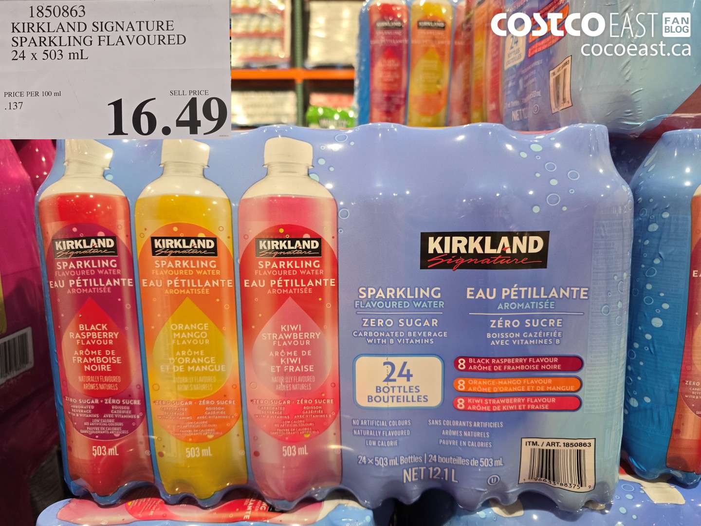 1850863 KIRKLAND SIGNATURE SPARKLING FLAVOURED 24 X 503 ML $16.49
