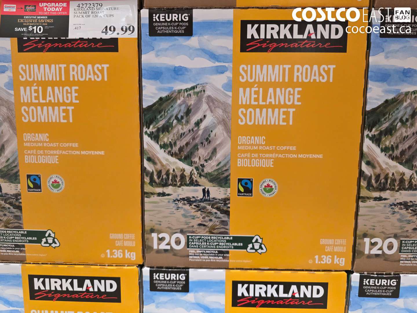 4272379 KIRKLAND SIGNATURE SUMMIT ROAST PACK OF 120 K-CUPS ($10.00 INSTANT SAVINGS EXPIRES ON 2026-05-17) $39.99