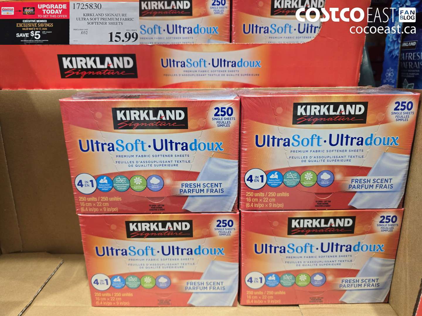 1725830 KIRKLAND SIGNATURE ULTRA SOFT PREMIUM FABRIC SOFTENER SHEETS ($5.00 INSTANT SAVINGS EXPIRES ON 2026-05-17) $15.99