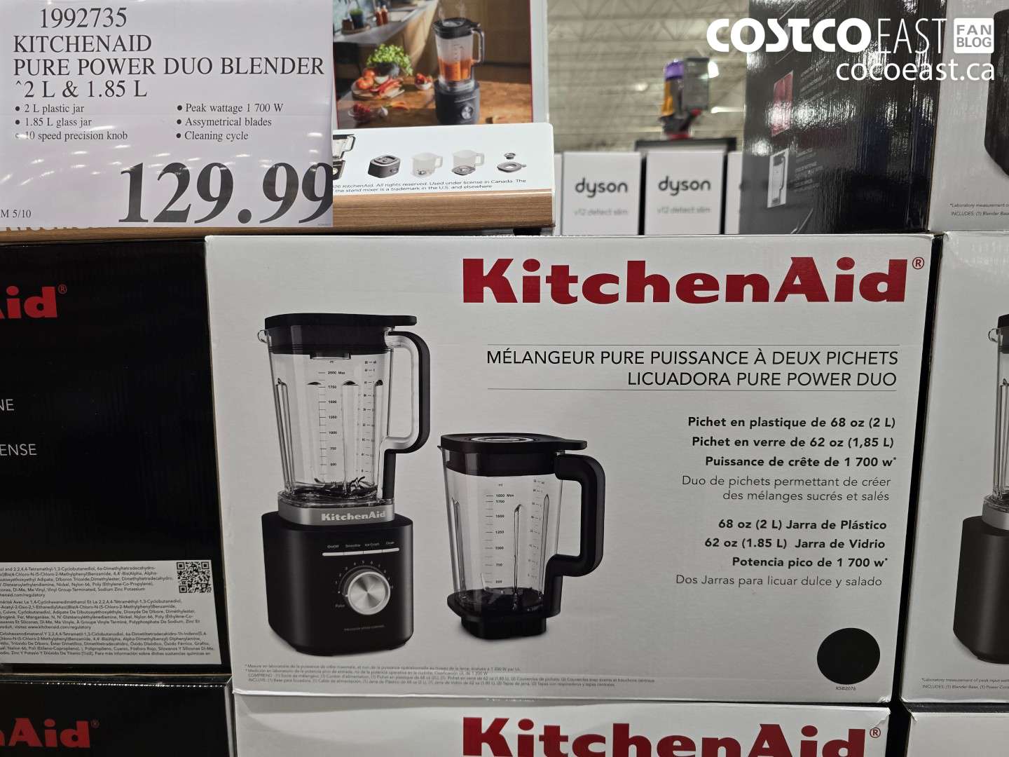 1992735 KITCHENAID PURE POWER DUO BLENDER 2 L & 1.85 L $129.99