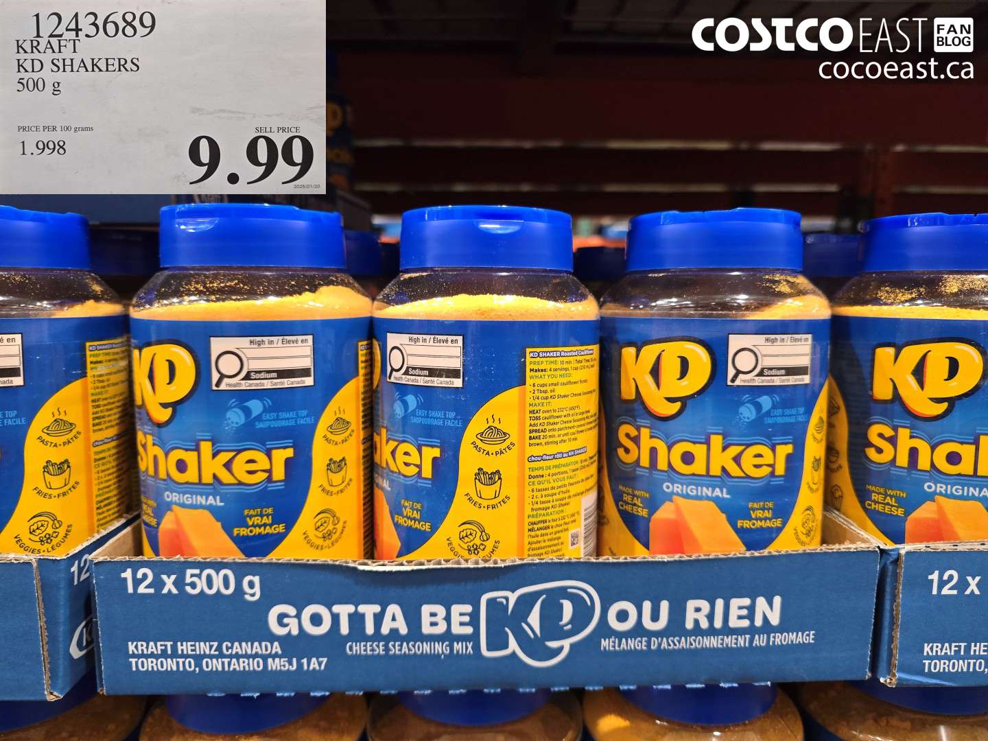 1243689 KRAFT KD SHAKERS 500 G $9.99