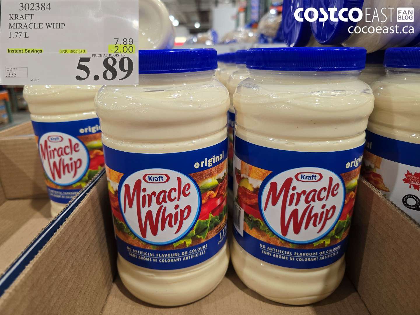 302384 KRAFT MIRACLE WHIP 1.77 L ($2.00 INSTANT SAVINGS EXPIRES ON 2026-05-31) $5.89