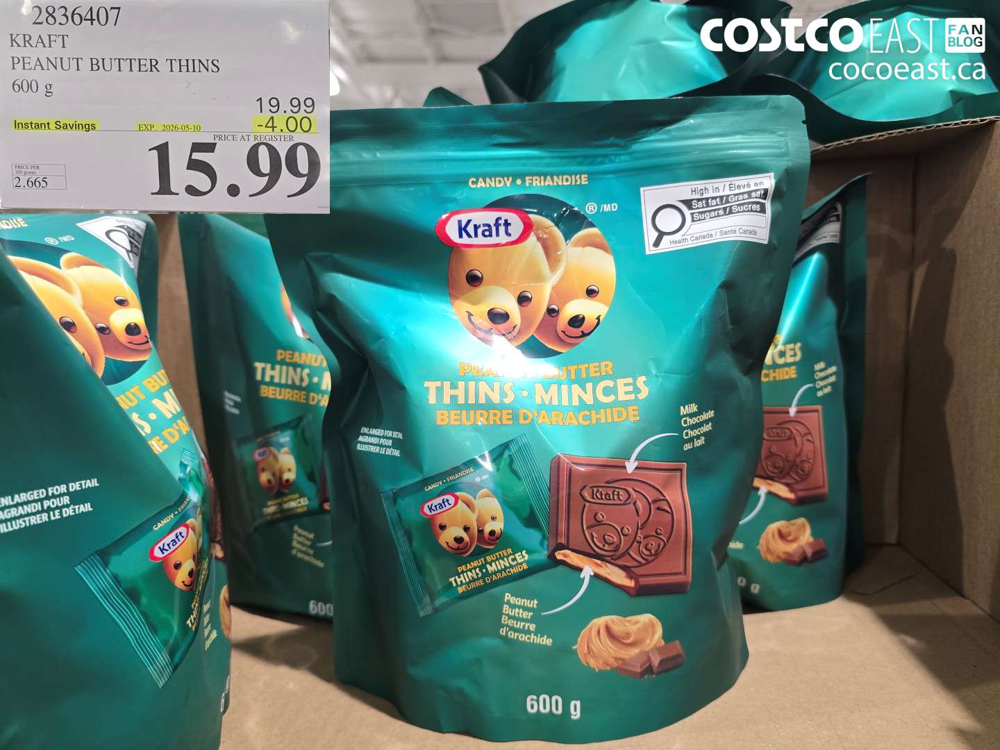 2836407 KRAFT PEANUT BUTTER THINS 600 G ($4.00 INSTANT SAVINGS EXPIRES ON 2026-05-10) $15.99