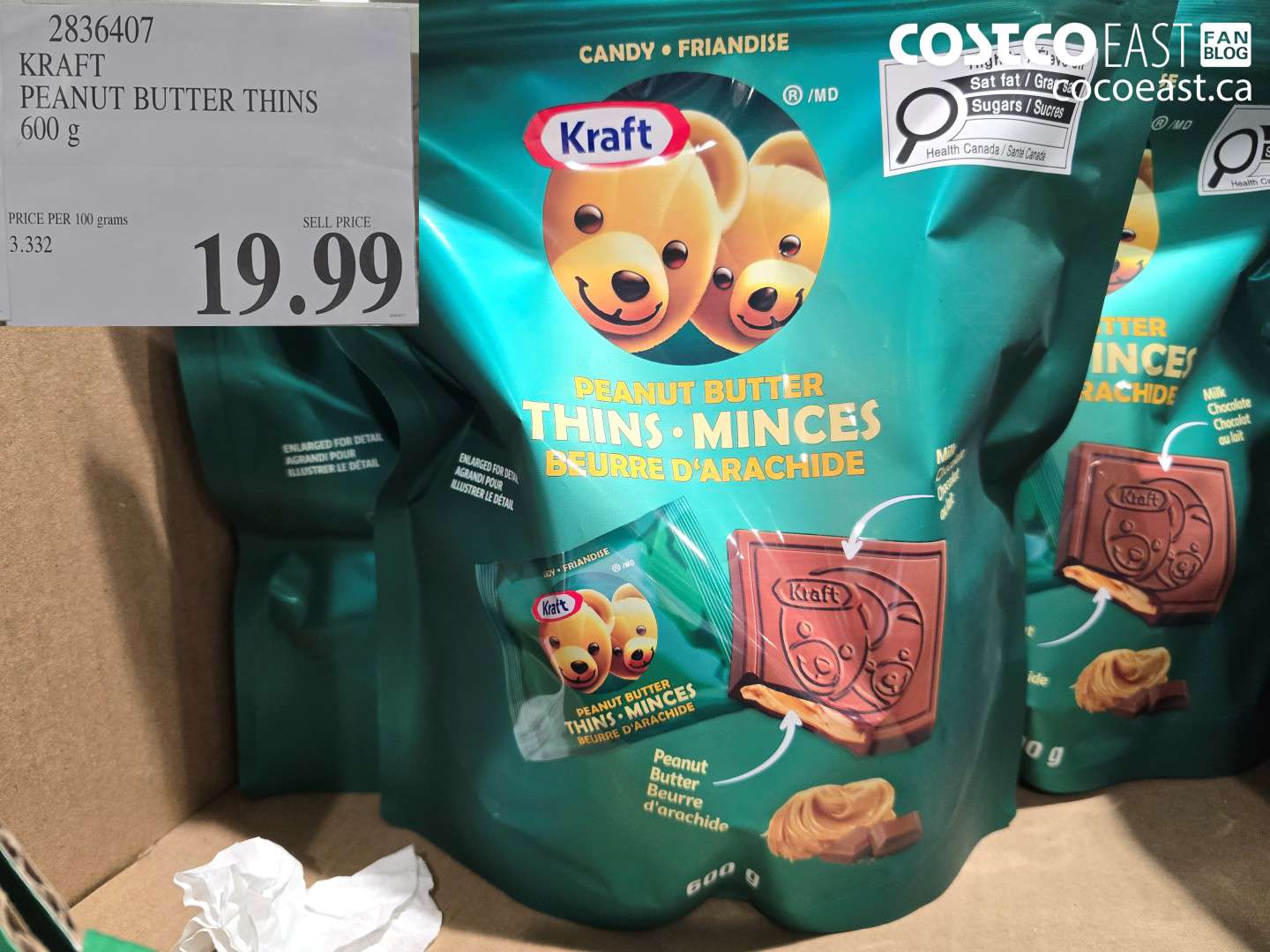 2836407 KRAFT PEANUT BUTTER THINS 600 G $19.99
