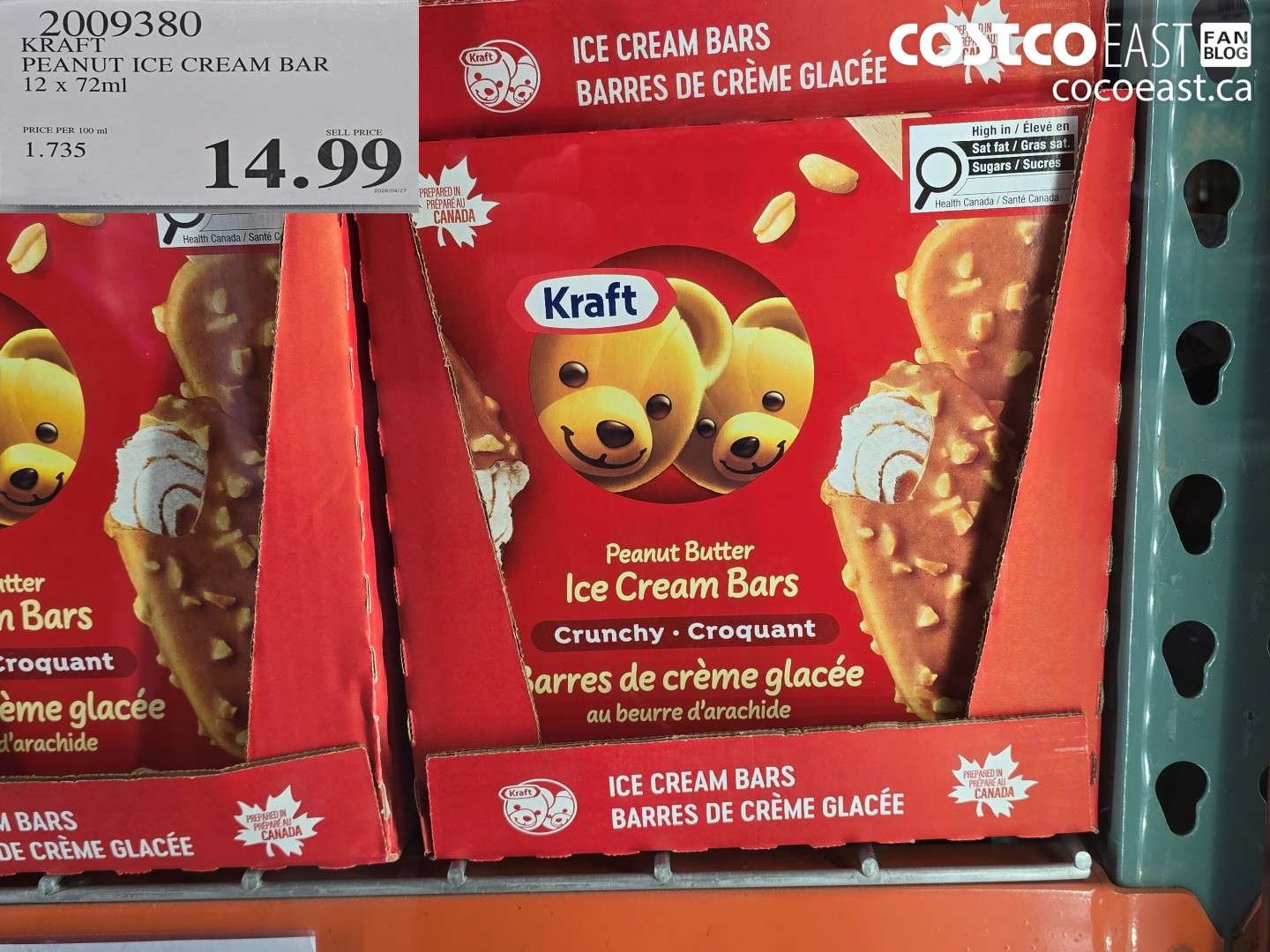 2009380 KRAFT PEANUT ICE CREAM BAR 12 X 72ML $14.99