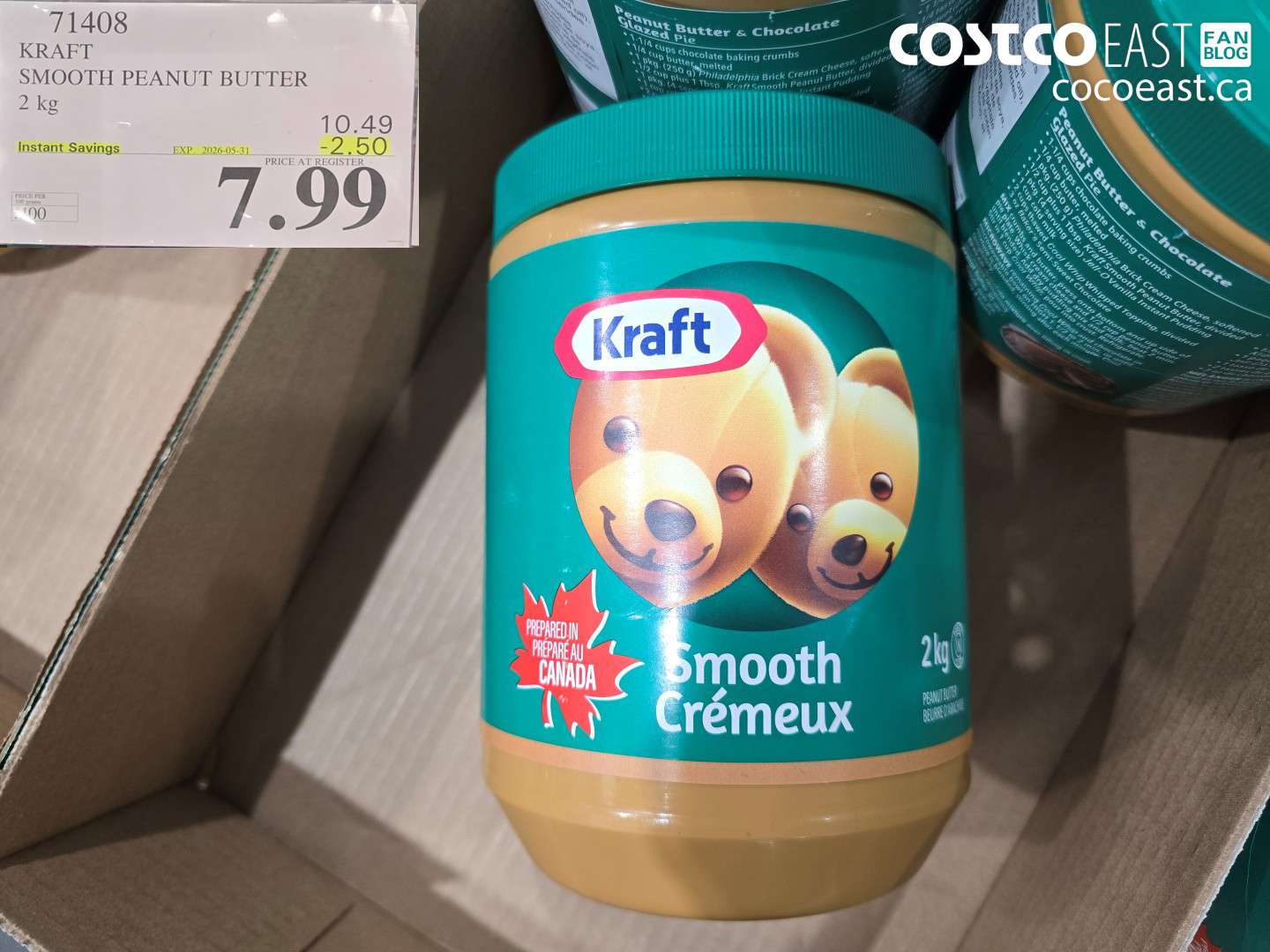 71408 KRAFT SMOOTH PEANUT BUTTER 2 KG ($2.50 INSTANT SAVINGS EXPIRES ON 2026-05-31) $7.99
