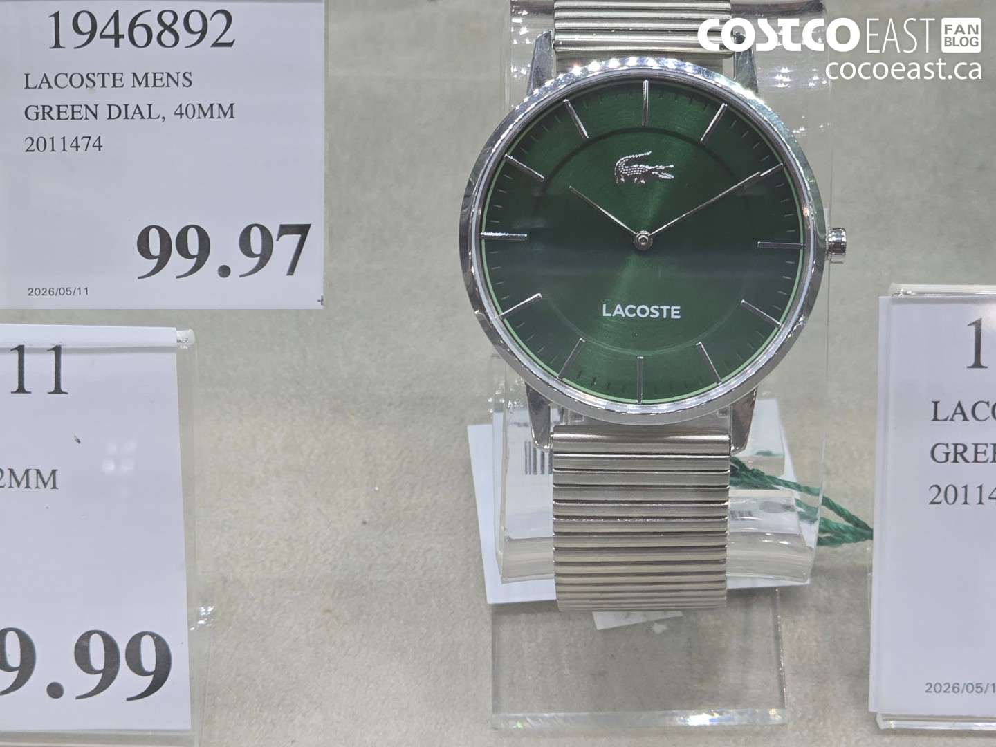 2011474 LACOSTE MENS GREEN DIAL, 40MM $99.97