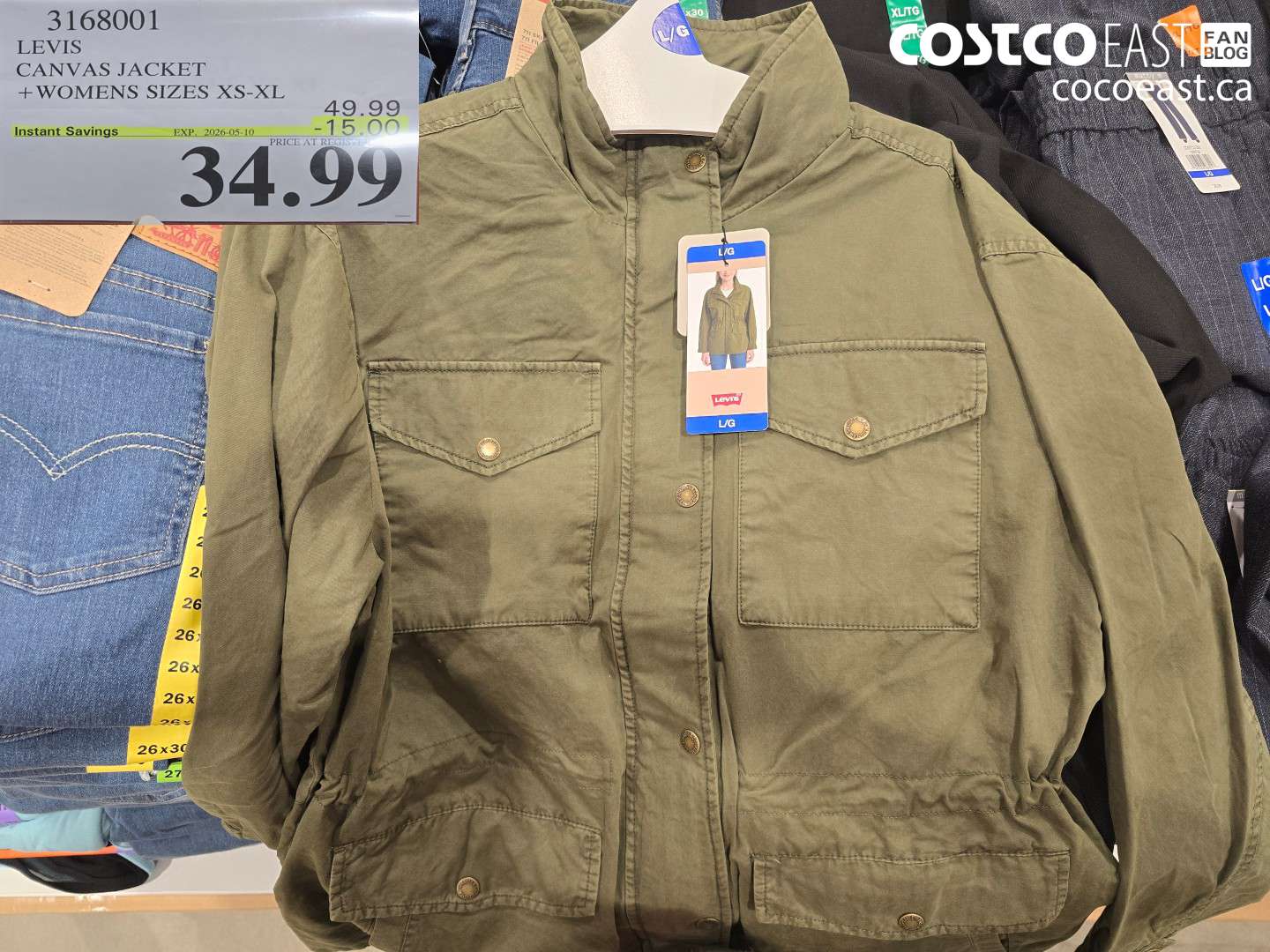 3168001 LEVIS CANVAS JACKET WOMENS SIZES XS-XL ($15.00 INSTANT SAVINGS EXPIRES ON 2026-05-10) $34.99